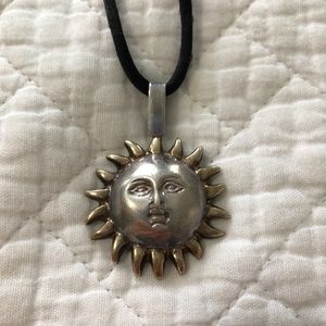 Sergio Bustamante Silver/Gold Sun Pendant Necklace